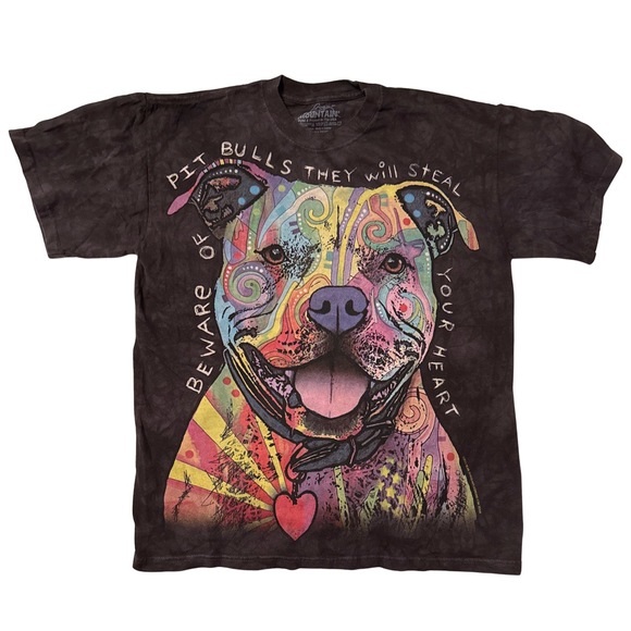 The Mountain Other - The Mountain T-Shirt Pit Bulls Steal your‎ Heart M Grey Black Dean Russo Art Dog